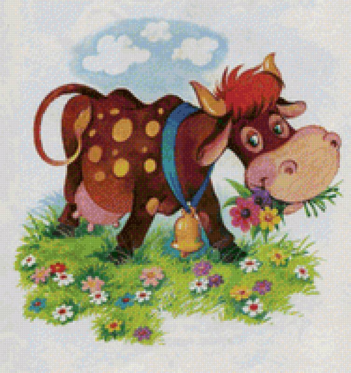 Год быка детям. Сказочная корова. Бычок для детей. Бычок сказочный. Красивая корова рисунок.