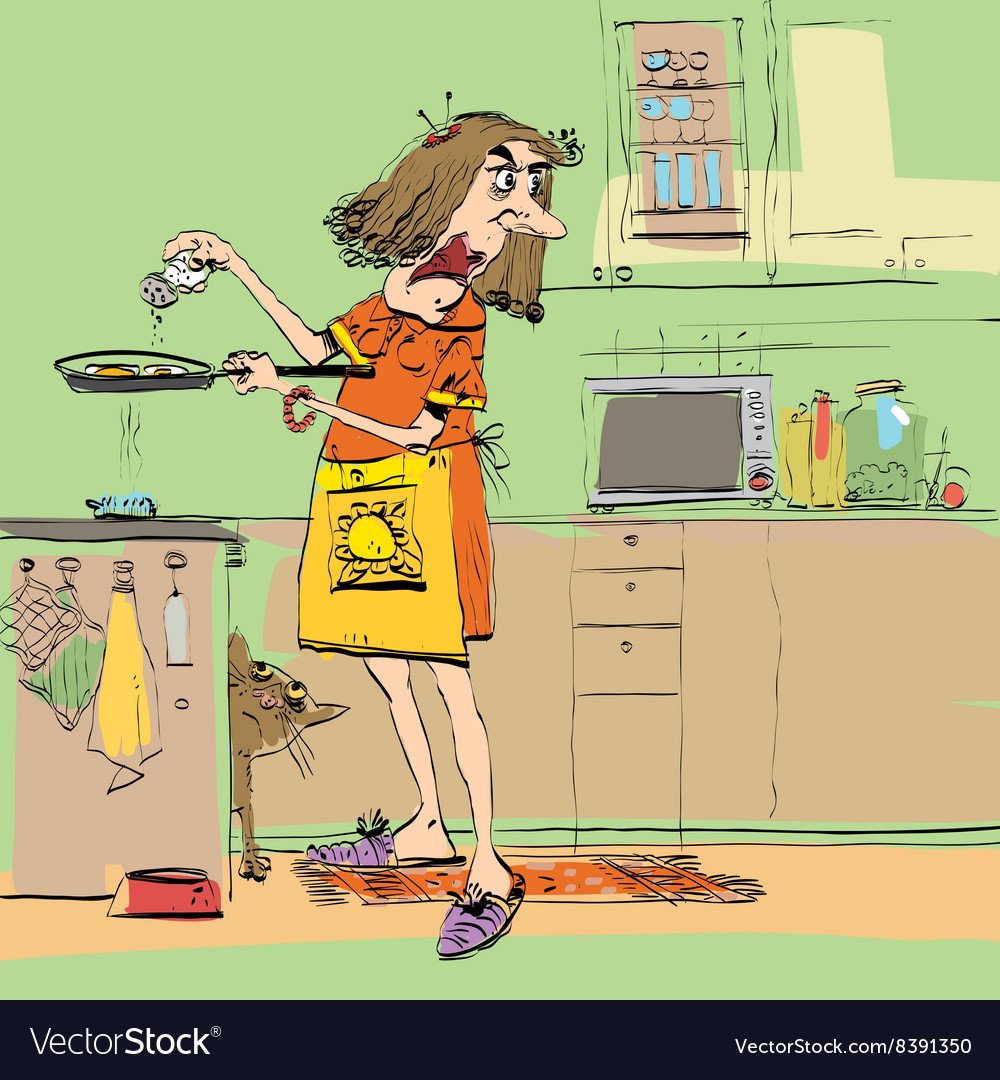 Уставшая женщина на кухне