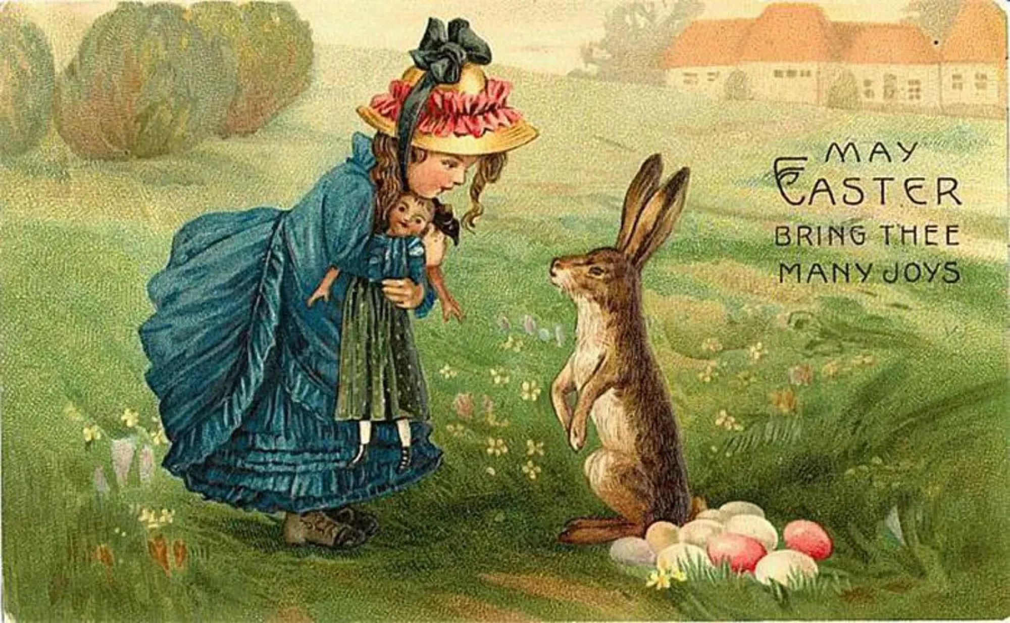 Поздравление с католической пасхой на немецком открытки. Пасха открытки старинные. Винтажные пасхальные открытки. Винтажная открытка с Пасхой. Пасхальный кролик открытка.
