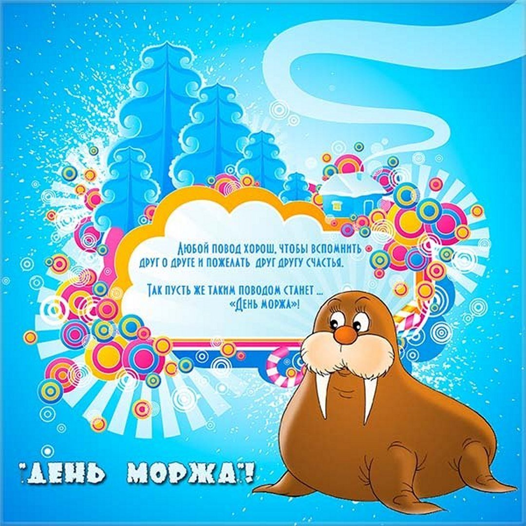 День рождение 1 ноября. День моржа. Поздравления с днем моржа. Праздник день моржа. День моржа 24 ноября открытки.