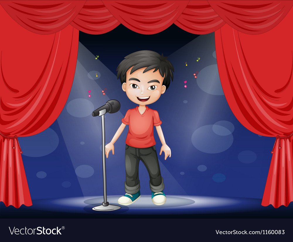 Мальчик поет на сцене