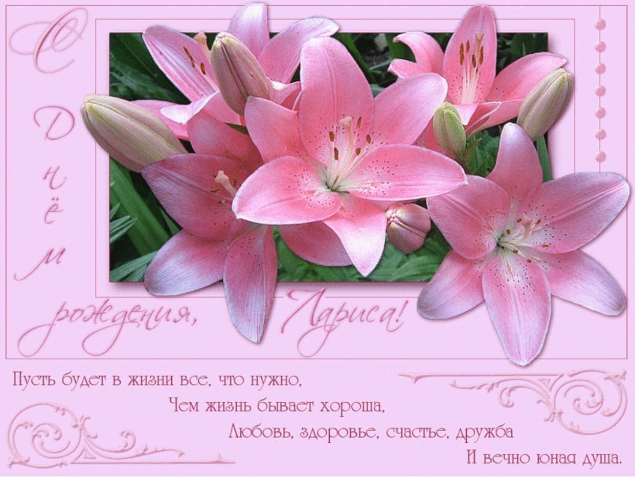 Поздравления с рождением лилия открытки. Поздравления с днём рождения Ларисе. Открытка. Лилия. С днём рождения Ларочка открытки красивые.