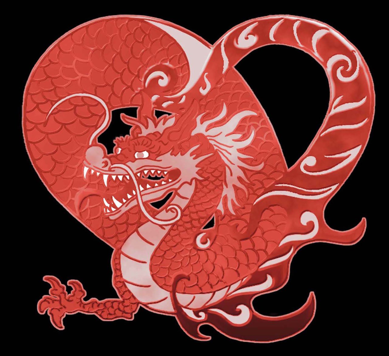 Розовый китайский дракон