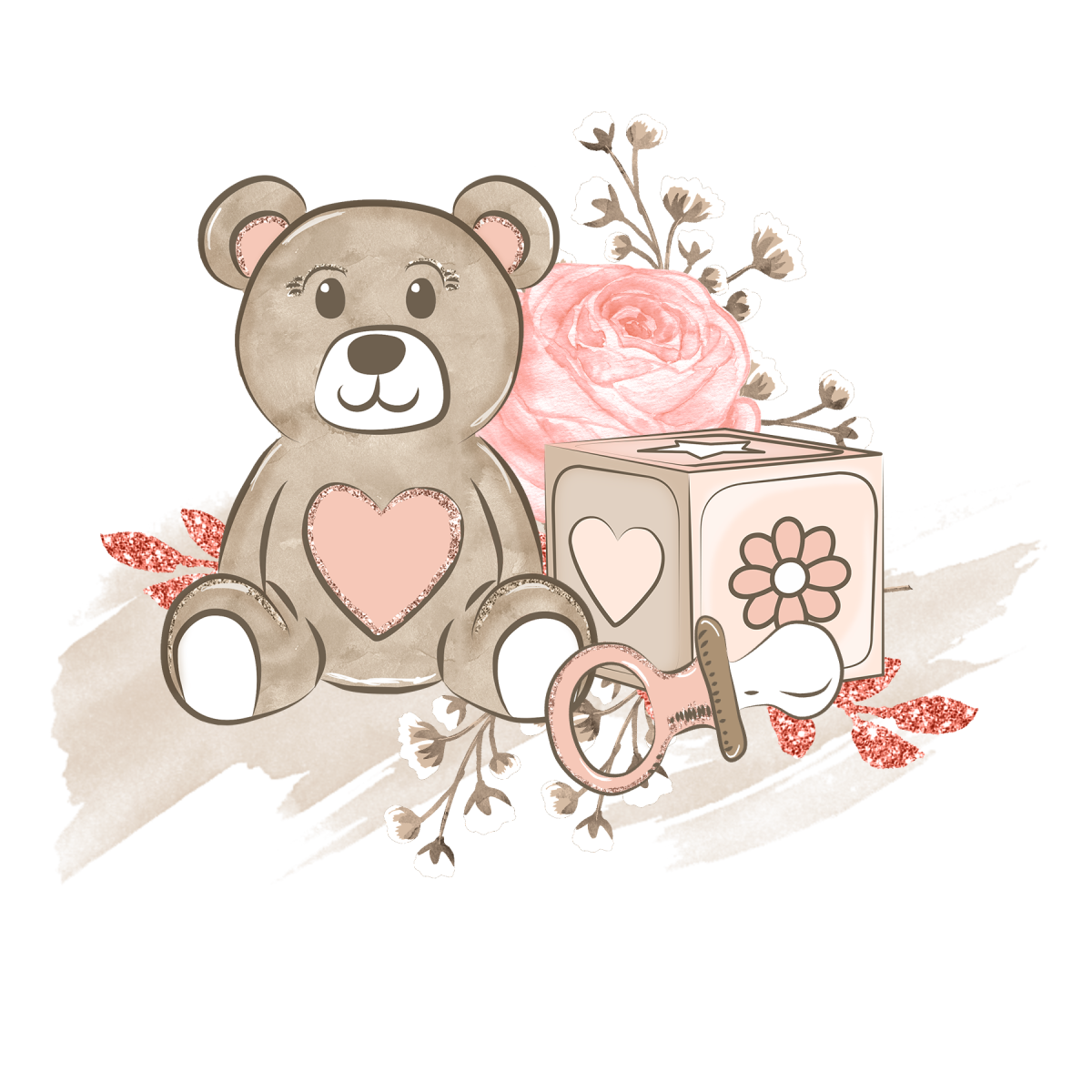 Медвежонок с цветами открытка