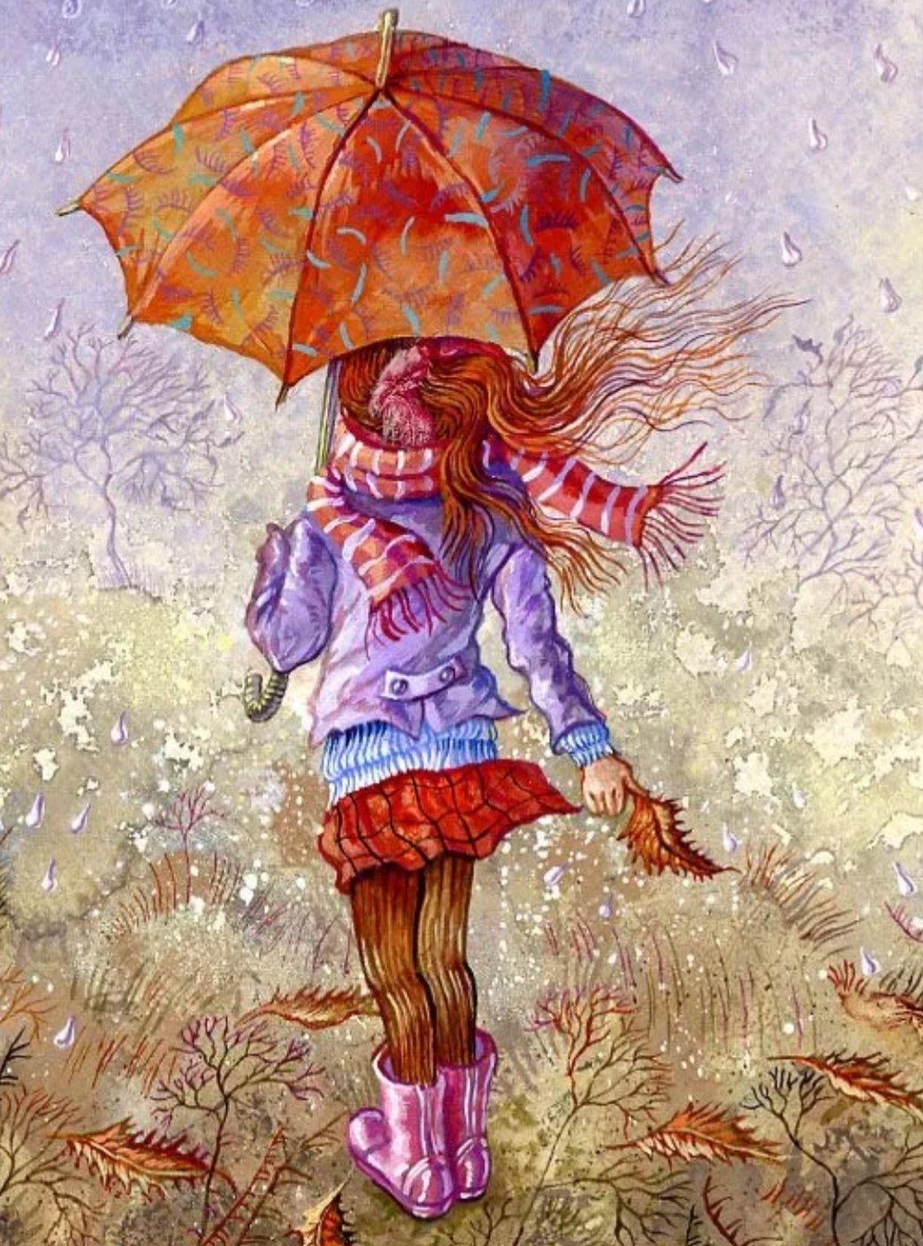 В дождливый день я подходил. Девочка с зонтиком. Девочка под зонтиком. Зонтик акварелью. Девушка с зонтом осень.