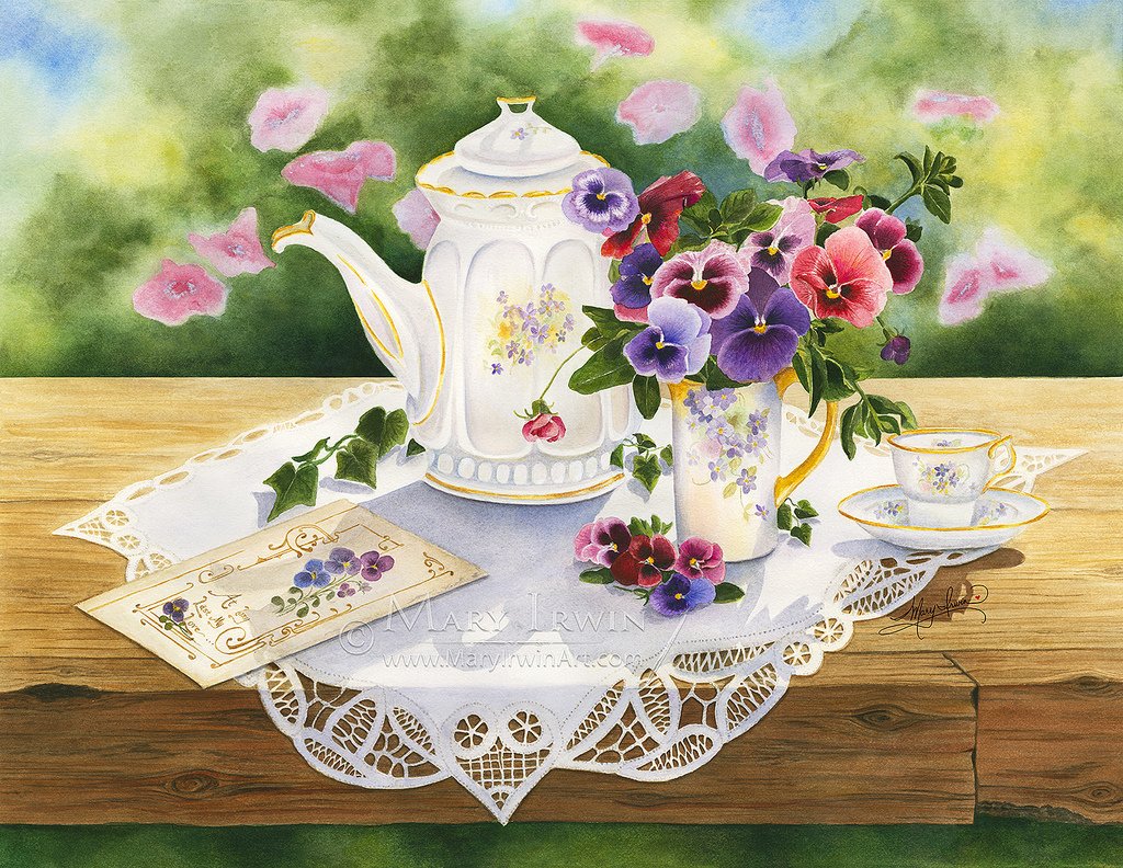 Старинное утро. Добрый день в стиле Прованс. Живопись чаепитие с цветами. Доброе утро в старинном стиле. Доброе утро Винтажные.