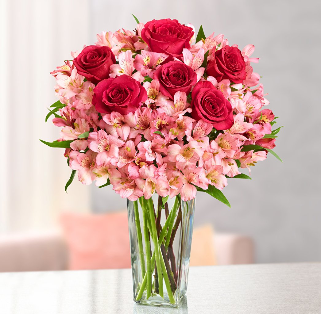 Букет цветов с пожеланиями
