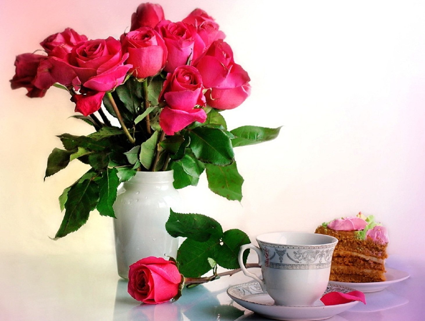 Открытка букет цветов доброе утро
