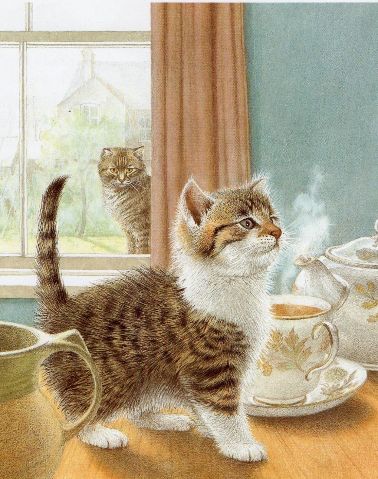 Коту можно чай. С добрым утром котенок. Доброе утро котики. Открытки с добрым утром с котиками. Открытки с добрым утром с котятами.