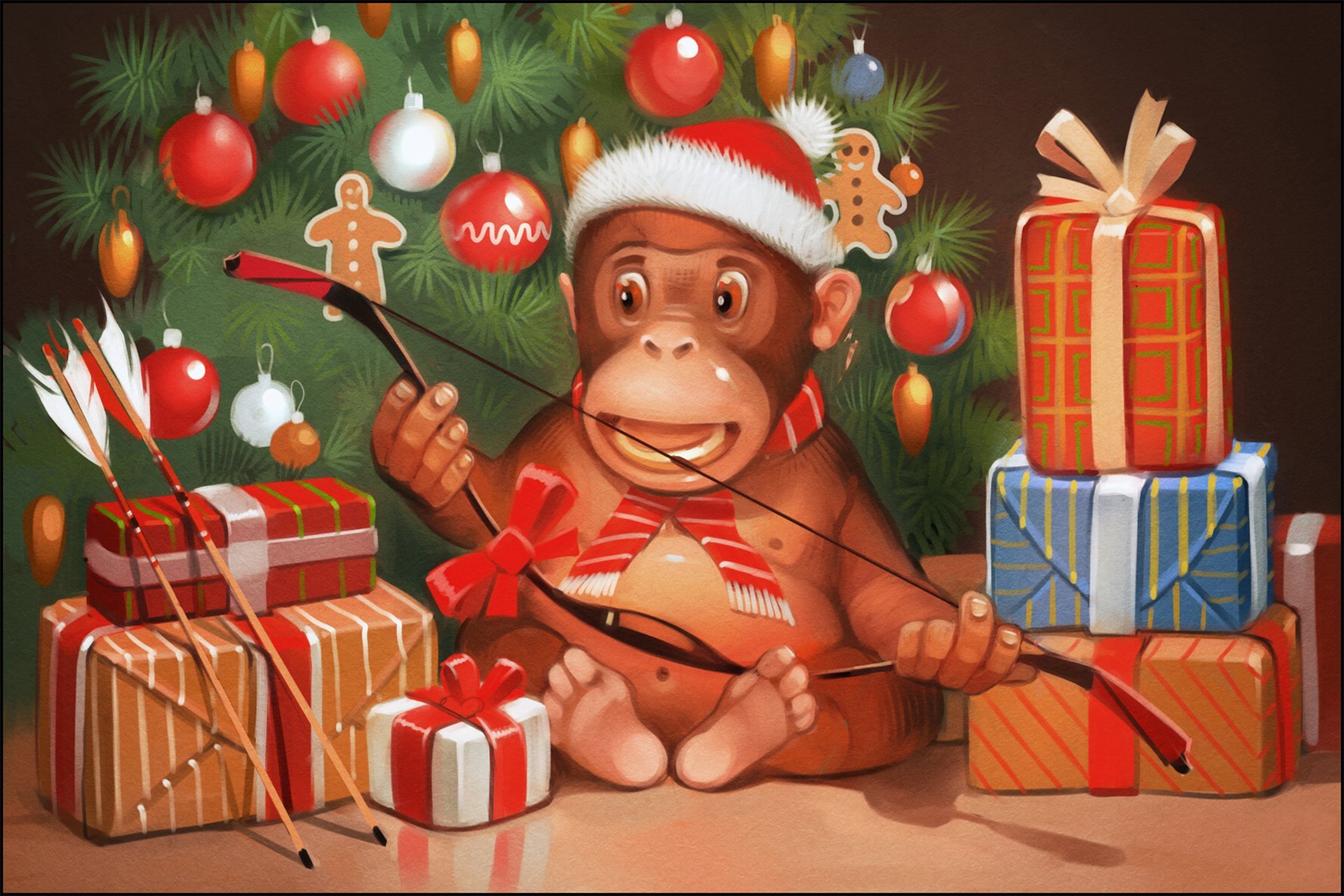 Новый год обезьян. Обезьяна новый год. Новогодний подарок обезьяна. Обезьяна с подарком. С новым годом обезьянка.