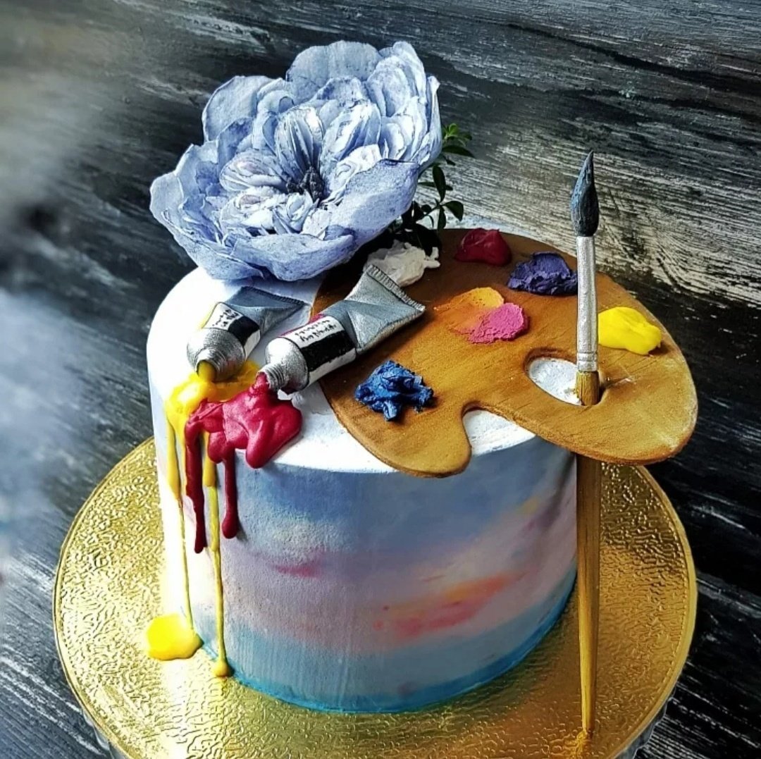 С днем рождения вдохновения в творчестве. Торт для художницы. Декор торта для художника. С днём рождения хедожнику. Торт для девочки художницы.