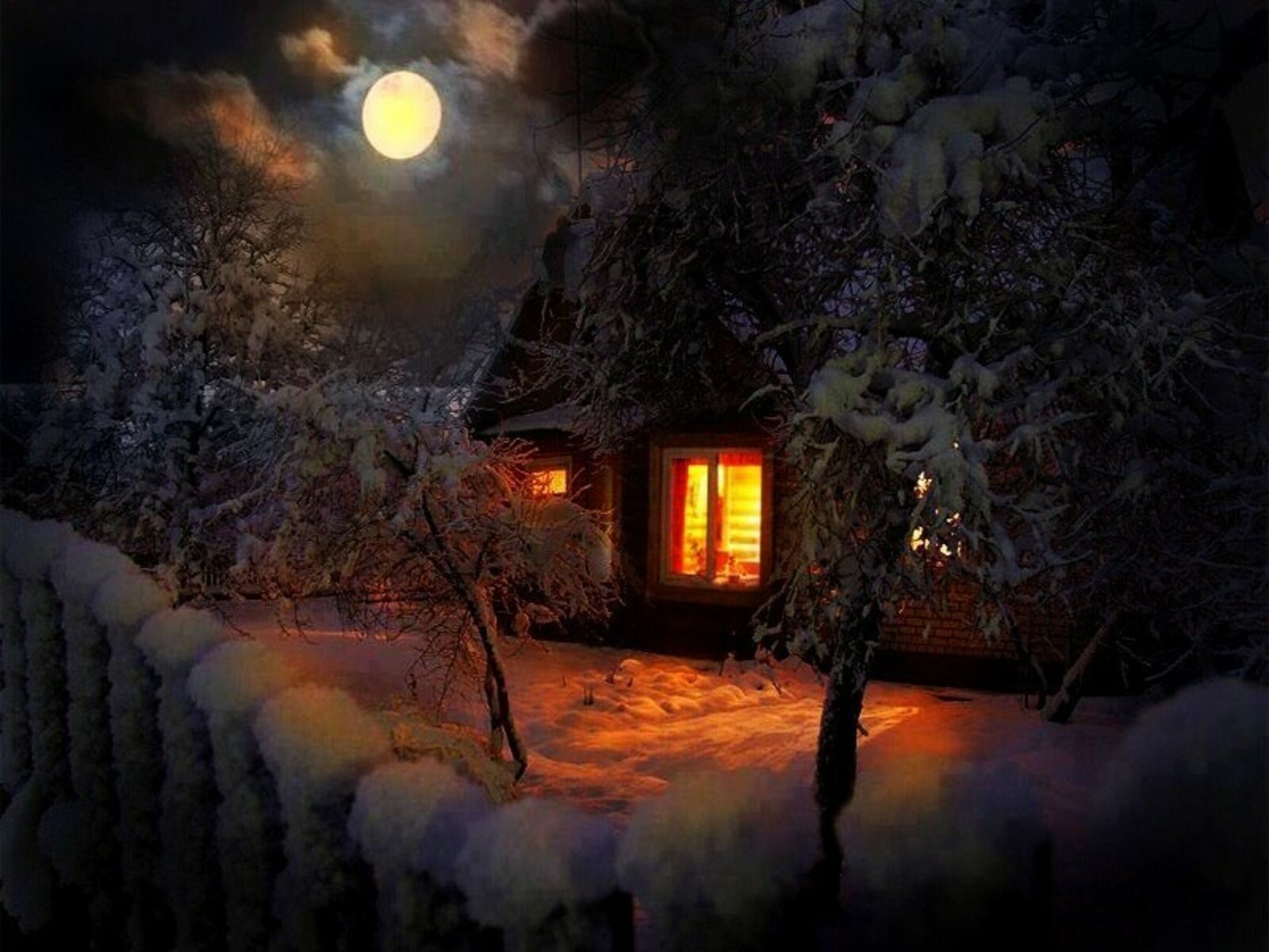 Тихим вечером в тихом саду. Зима. К вечеру. Зимняя ночь. Зимний домик. Зимний вечер.