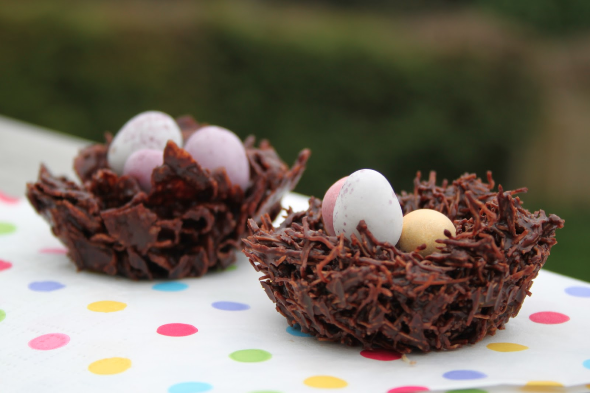 Как сделать шоколадное гнездо на кулич