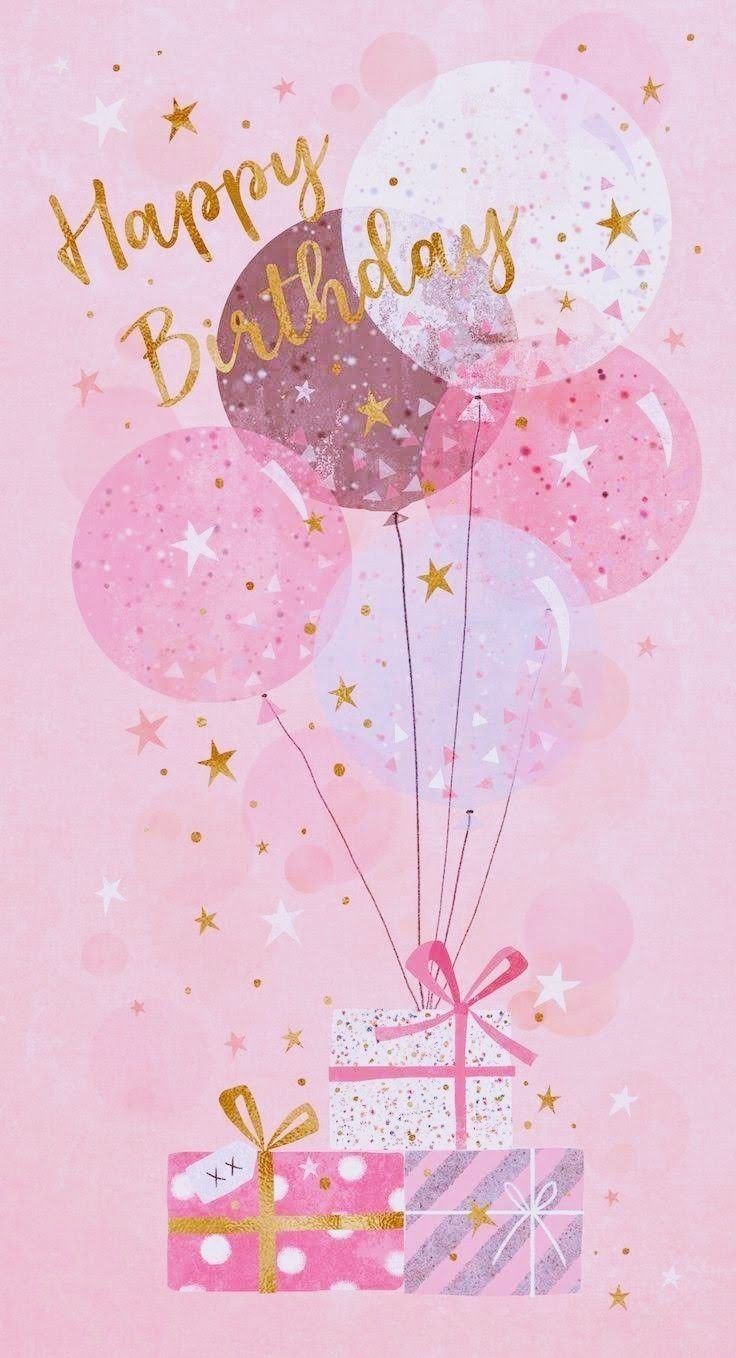 Современная открытка с днем рождения девушке