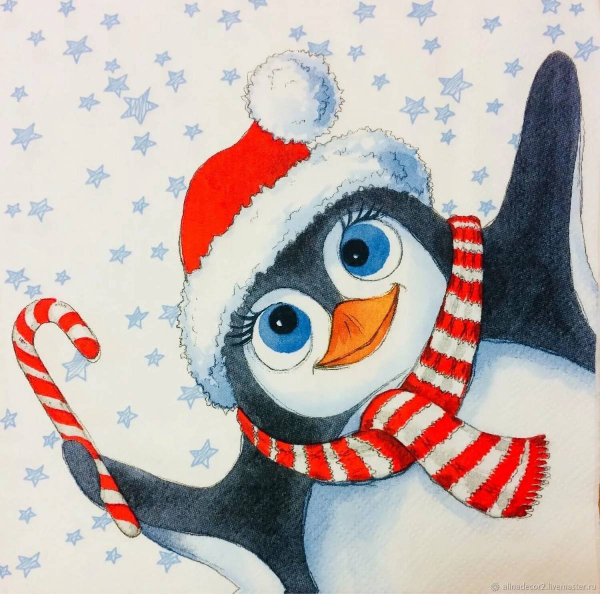 Новогодний пингвин рисунок